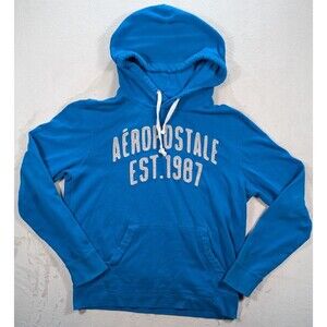 Aeropostale Blue Hoodie Men's Large EST. 1987 Y2K Collegiate Preppy